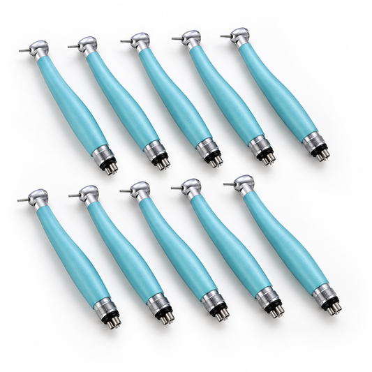 Set of 10 turquoise high-speed dental handpieces