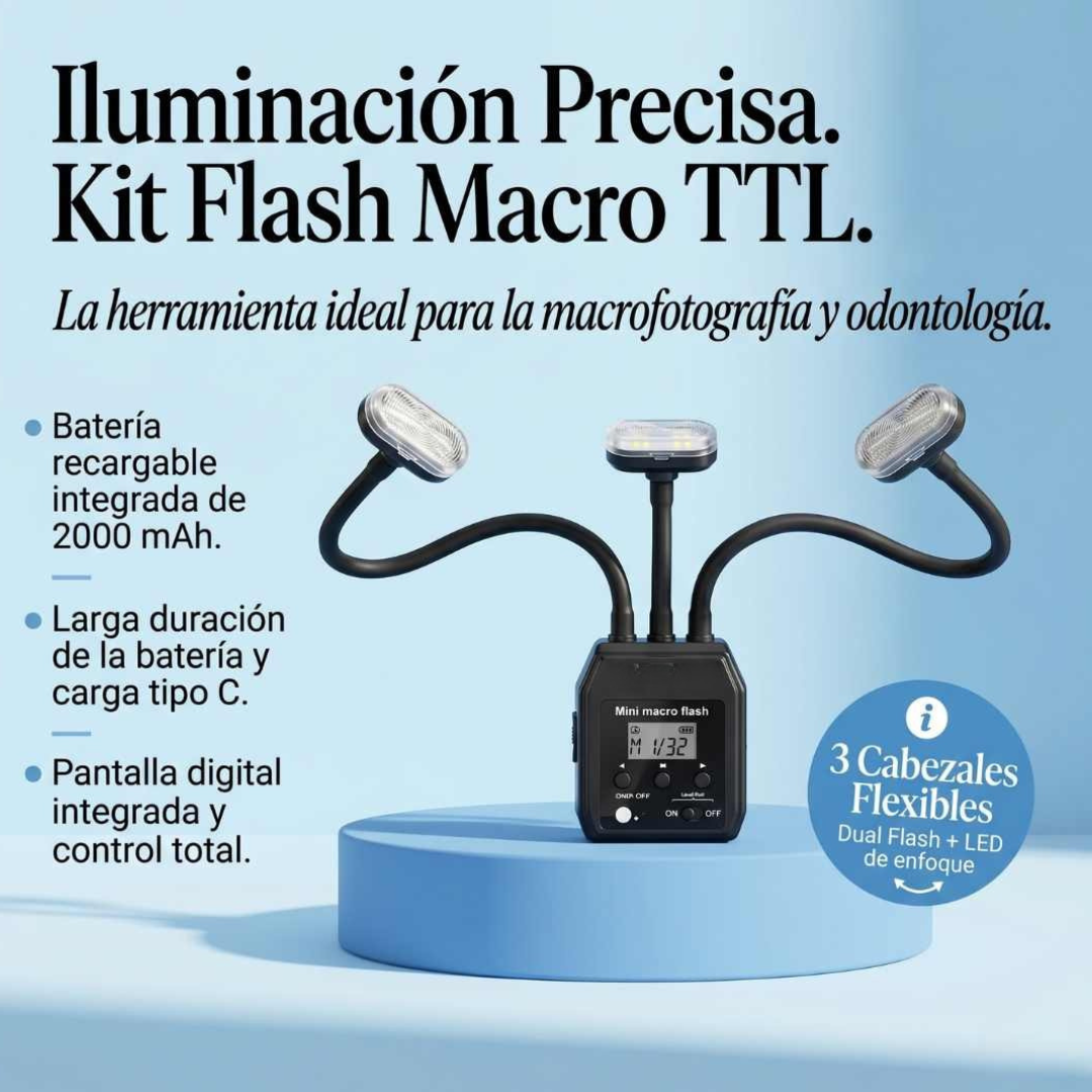 Flash Macro Dual with Two Flashes and Front Light – Compatible with Nikon, Sony, and Canon | Professional Dental Photography