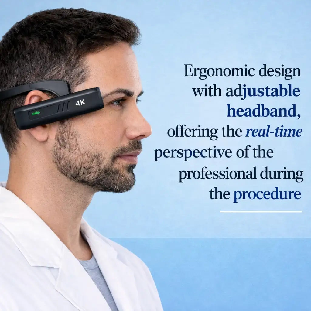 Ergonomic design with adjustable headband — real-time perspective of the professional